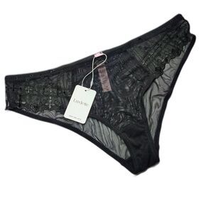 Luvlette Women´s Black Sheer Mesh & Lace Panties – Size Medium (M)